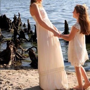Long maxi off white beach dress sundress xs